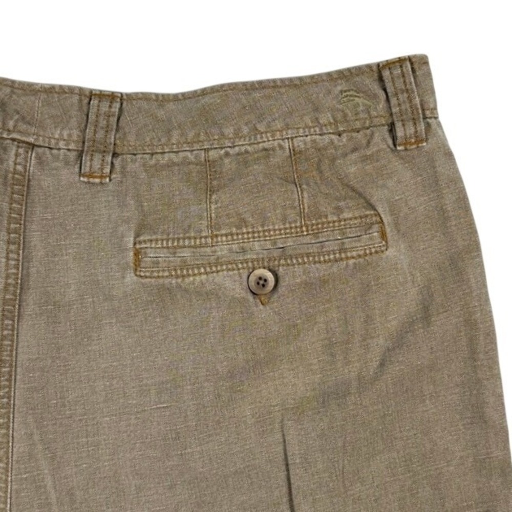 Tommy Bahama Silk Cotton Flat Front Khaki Brown Marlin Logo Casual Mens 38